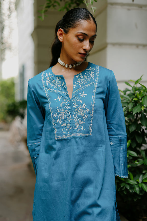 Deep Teal Blue Embroidered Suit