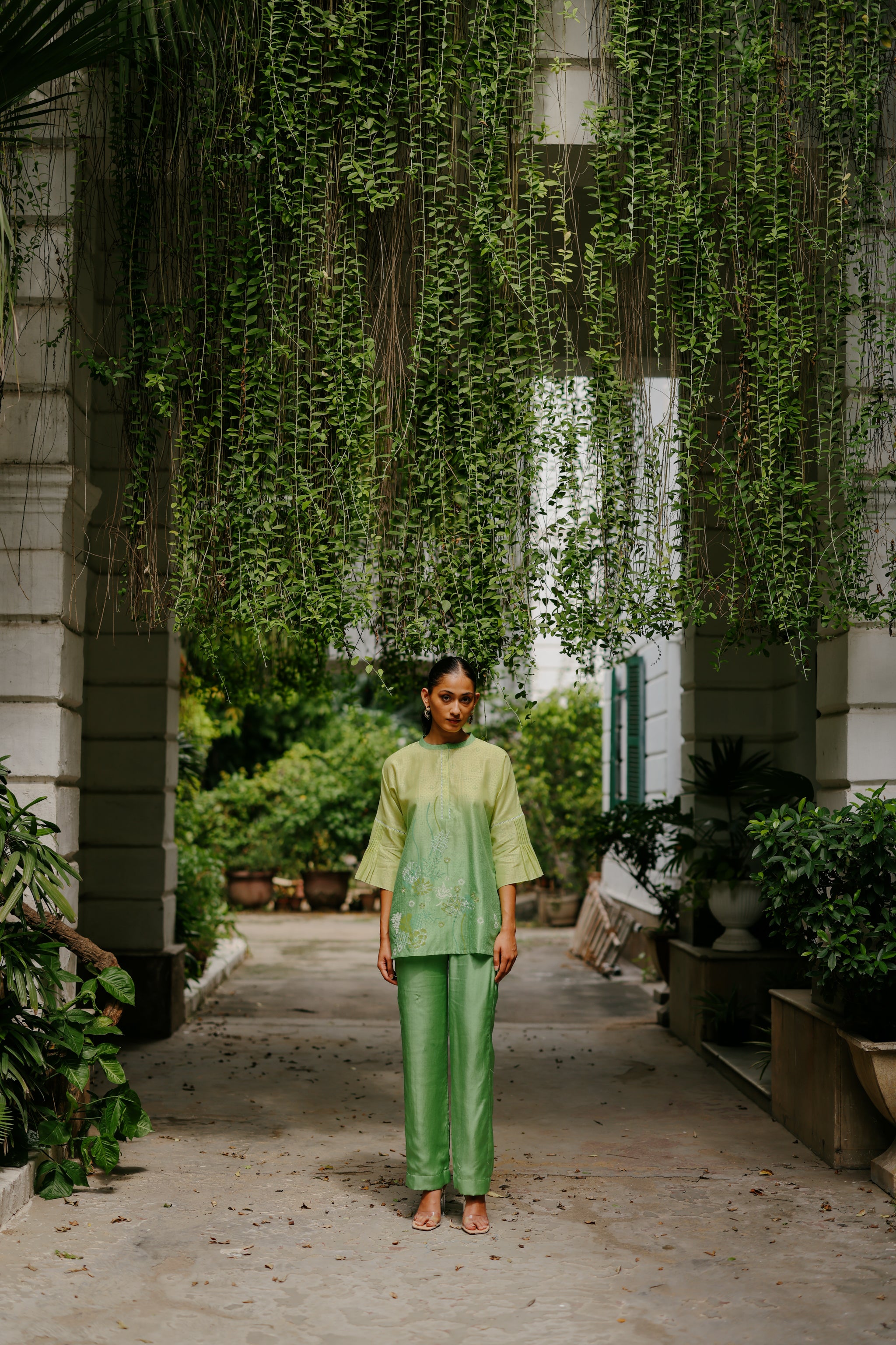 Ombre Green Block Print Coord – INCHING INDIA