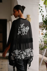 Utsav Black Embroidered Cape Set