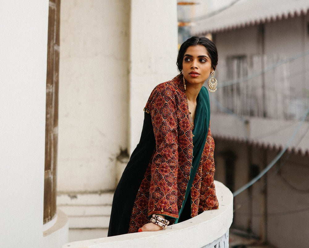  Long Embroidered Jacket for Women | Parv Collection 