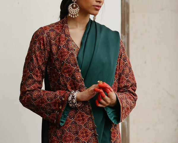  Long Embroidered Jacket for Women | Parv Collection 