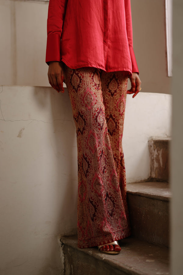 Scarlet Co-Ord Set Shirt with Bell Bottoms-Inching India 