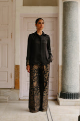 Black Shirt with Brocade Pants- Inchingindia