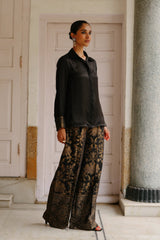 Black Shirt with Brocade Pants- Inchingindia