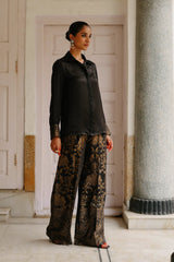 Black Shirt with Brocade Pants- Inchingindia