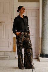 Black Shirt with Brocade Pants- Inchingindia