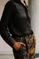 Black Shirt with Brocade Pants- Inchingindia