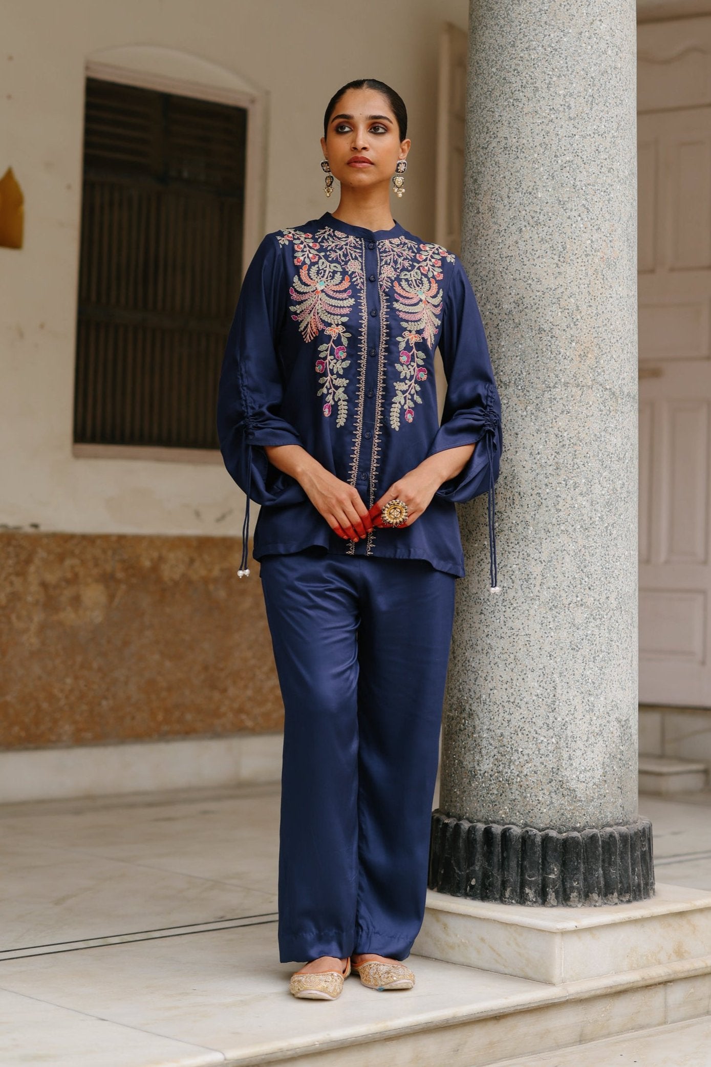 Indigo Blue Co-ord Set with Embroidered Patiala Salwar