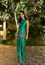 Meher Emerald Green Embroidered Farshi Set