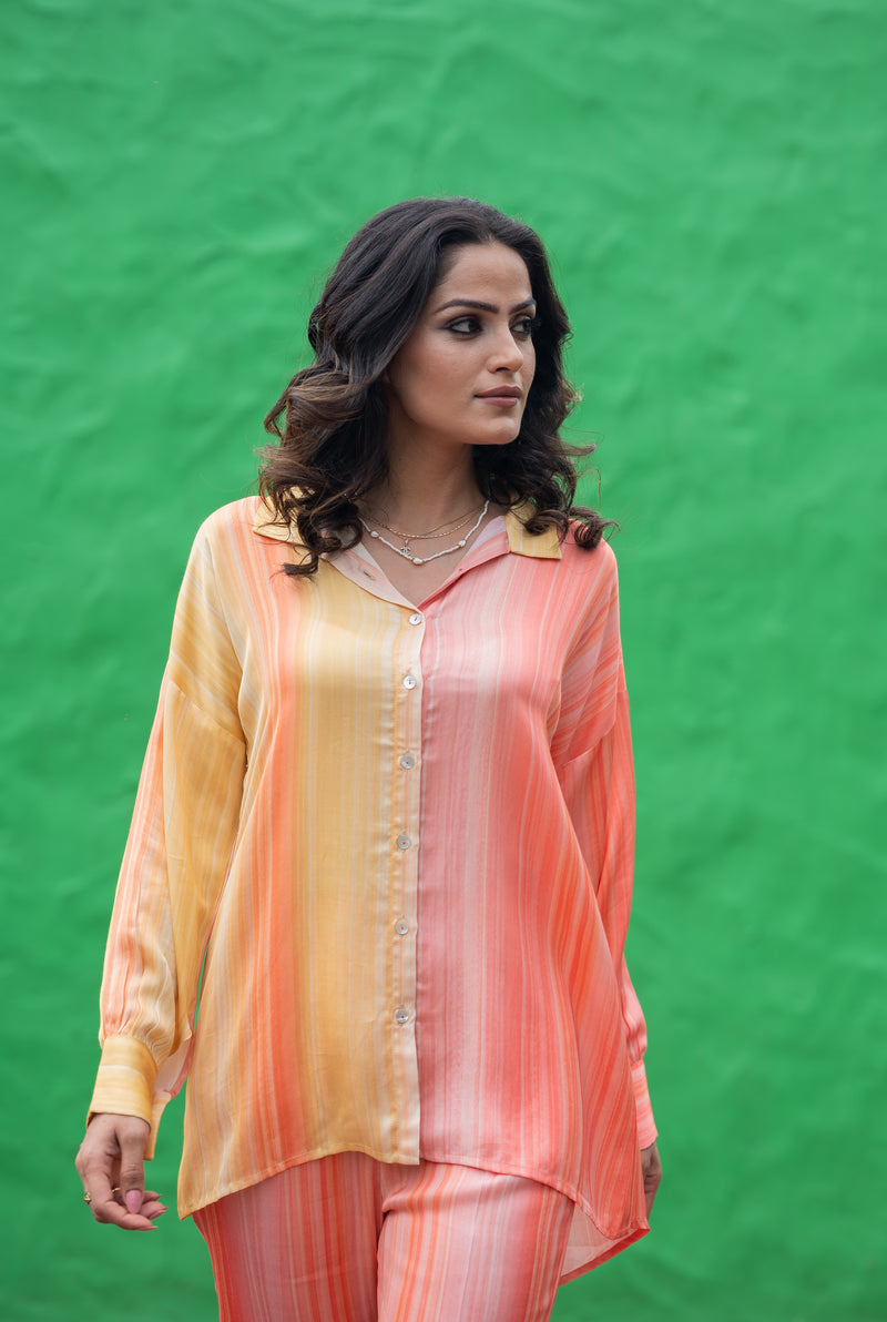 Inching Box Shop Peach Pastel Ombre Co-Ord Set for women- inching india