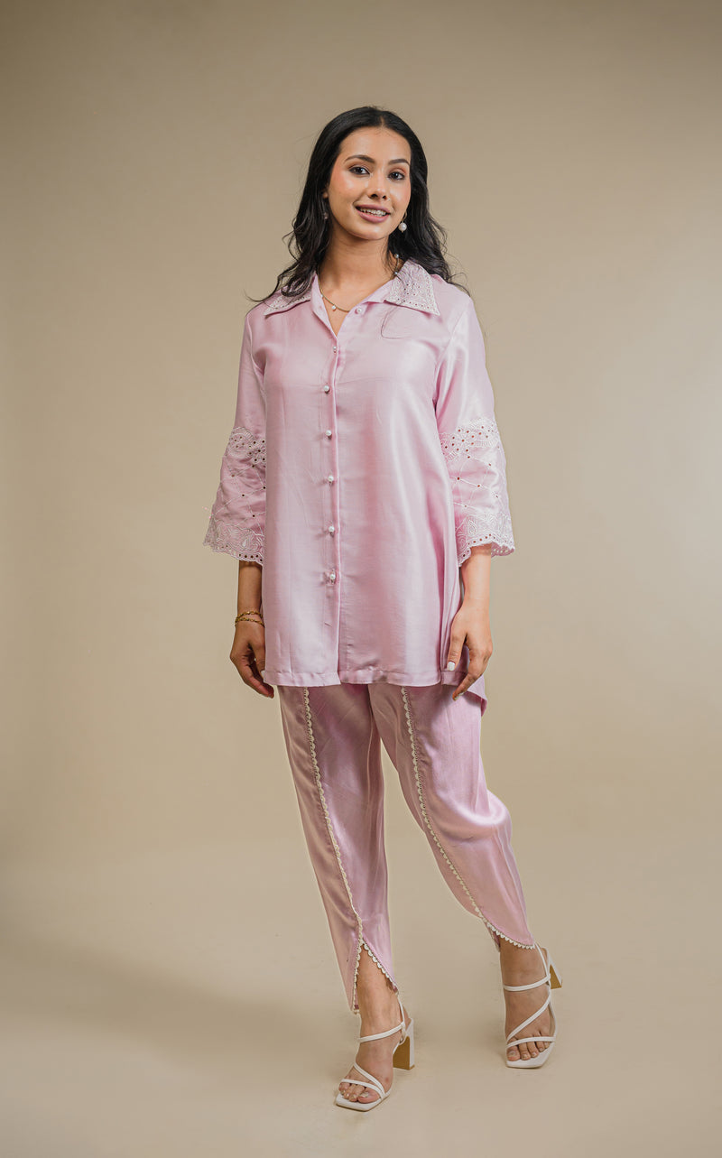 Seher Light Pink Embroidered Dhoti Set