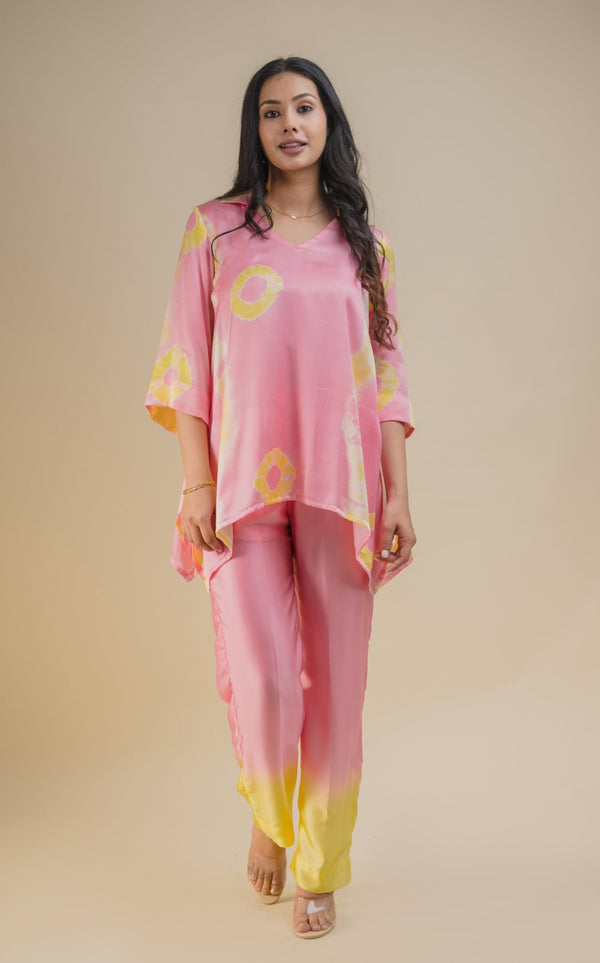Seher Pink Yellow Tie & Dye Co-ord Set