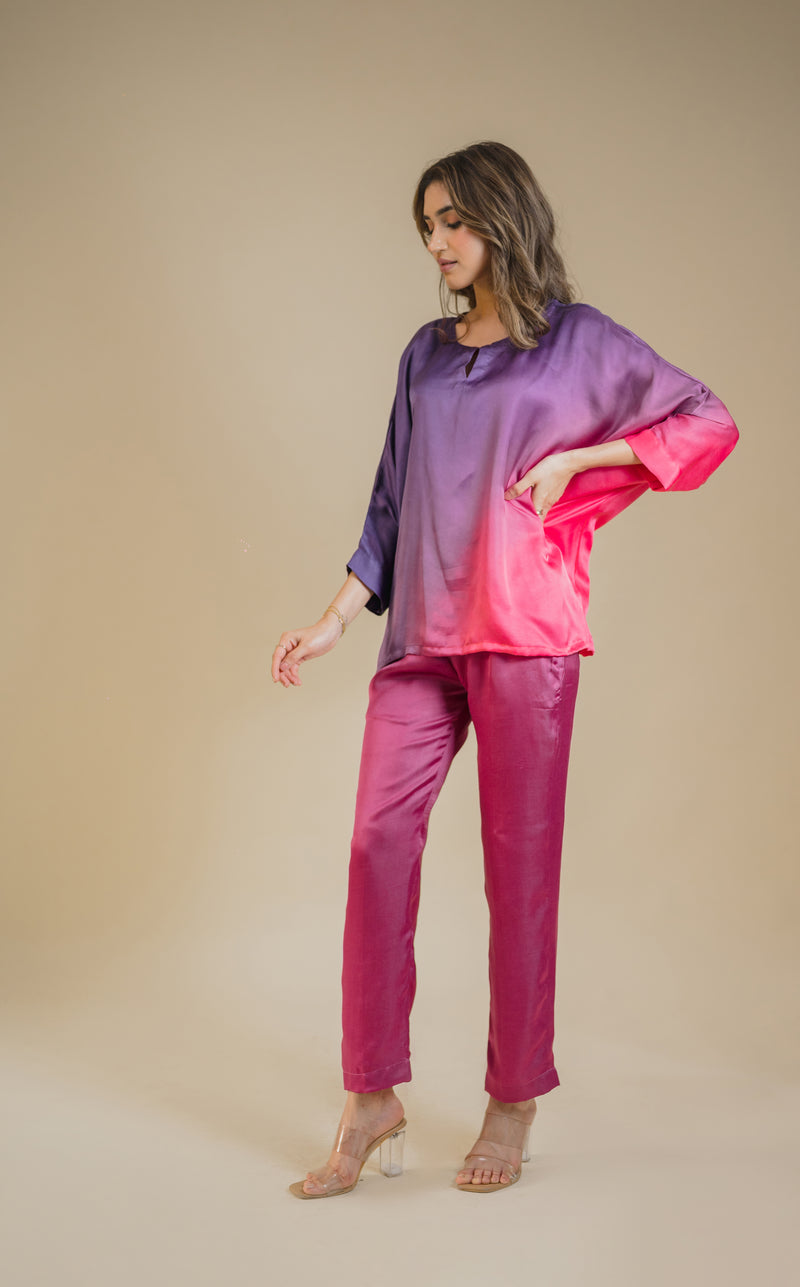 Seher Pink Purple Tie & Dye Co-ord Set