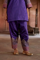 Jashn Purple Brocade Embroidered Salwar Set, purple brocade kurta salwar with embroidered patchwork and organza dupatta, image 9 of 9