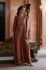Jashn Maroon Tissue Embroidered Kaftan, maroon tissue kaftan with zari paisley embroidery, image 9 of 10