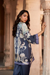 Jashn Navy Contrast Printed Co-ord Set, navy paisley print modal tunic with straight pants, image 5 of 11