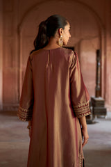 Jashn Maroon Tissue Embroidered Kaftan, maroon tissue kaftan with zari paisley embroidery, image 6 of 10