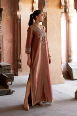 Jashn Maroon Tissue Embroidered Kaftan, maroon tissue kaftan with zari paisley embroidery, image 10 of 10