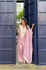 Naaz Pink Aari Farshi Salwar Set with Dupatta