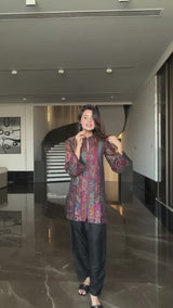Wine Zari Kaani Set