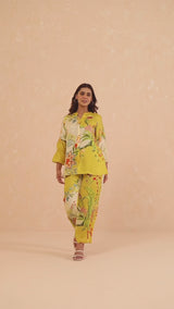 Yellow Cream Floral Printed Co-ord Set- Inchingindia