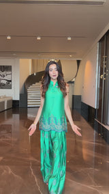 Meher Emerald Green Embroidered Farshi Set