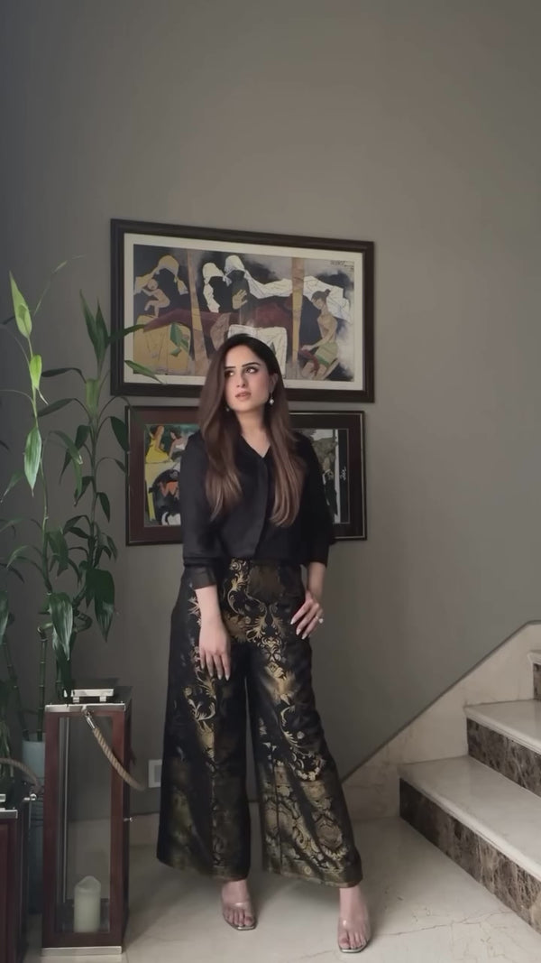 Black Shirt with Brocade Pants