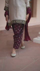 Ziya Champagne Tissue and Banarasi Silk Salwar Set