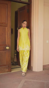 Ziya Yellow Cutwork Embroidered Farshi Set