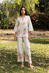 Ziya Bloom Printed Linen Set with Scarf