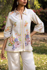 Ziya Bloom Printed Linen Set with Scarf