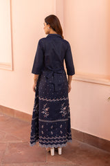 Ziya Floral Embroidered Denim Dress