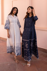 Ziya Floral Embroidered Denim Dress