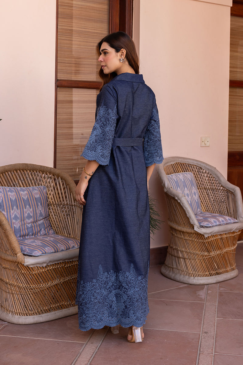 Ziya Denim Cutwork Embroidered Dress  INCHING INDIA