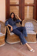 Ziya Denim Cutwork Embroidered Set