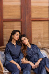 Ziya Denim Cutwork Embroidered Set