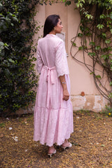 Ziya Blush Linen Embroidered Dress