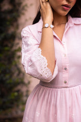 Ziya Blush Linen Embroidered Dress