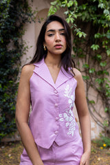 Ziya Pinstripe Embroidered Waistcoat Set