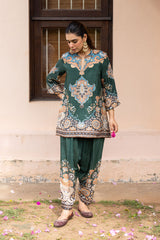 Ziya Emerald Print Hand-Embellished Set