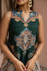 Ziya Halter Emerald Print Hand-Embellished Set