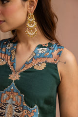 Ziya Halter Emerald Print Hand-Embellished Set