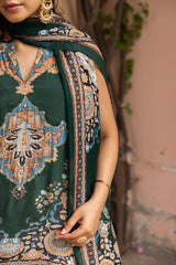 Ziya Halter Emerald Print Hand-Embellished Set