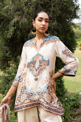 Ziya Ivory Mughal Print Hand-Embellished Farshi Set