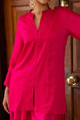 Ziya Hot Pink Embroidery Drape Dhoti Set