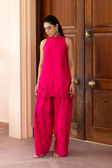 Ziya Hot Pink Cutwork Embroidered Farshi Set