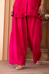 Ziya Hot Pink Cutwork Embroidered Farshi Set