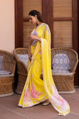Ziya Sun-Kissed Yellow Georgette Saree