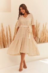 Cream Floral Cutwork Dress