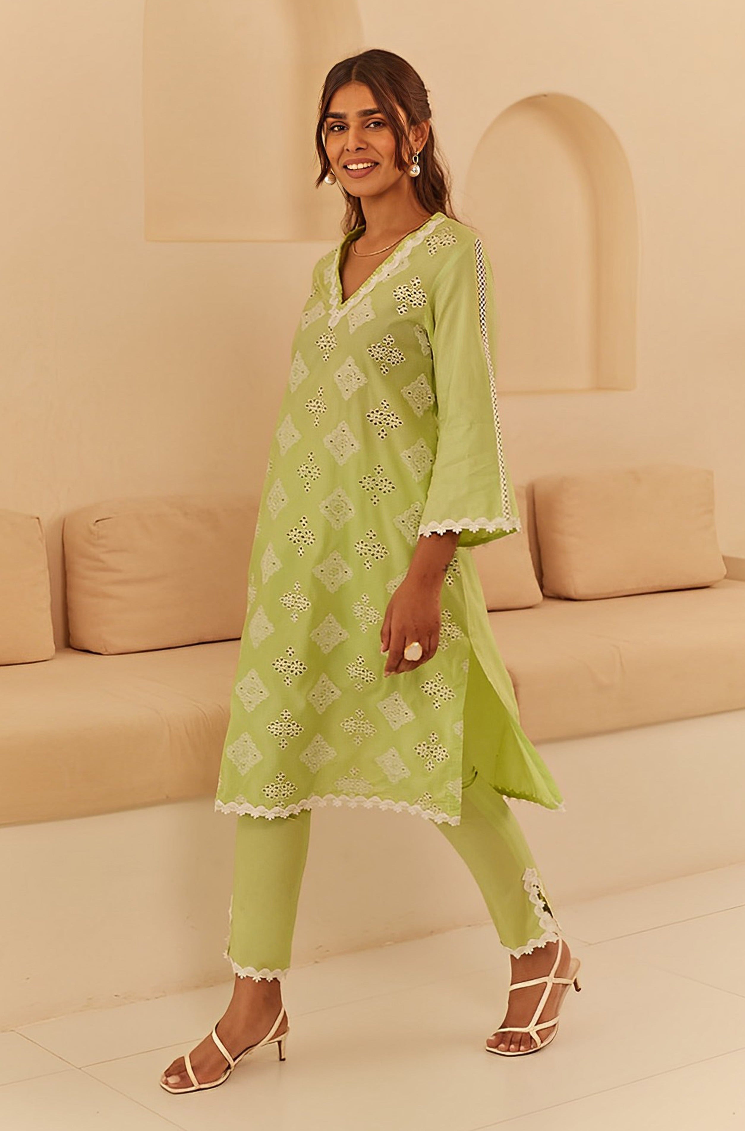 Shop Gul Lime Green Cutwork Women's Suit Set